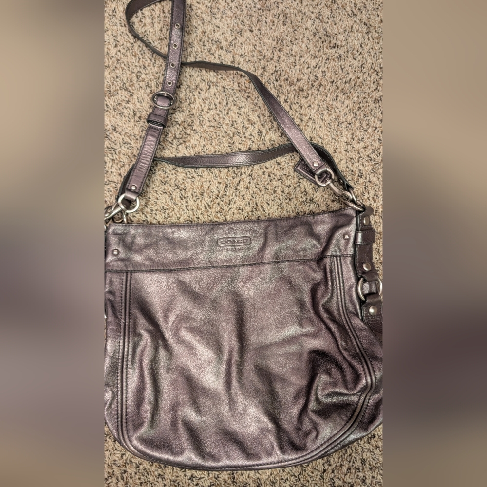 Vintage Coach Zoe Metallic Silver